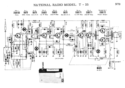 National 7 Transistor 2 Band T-25; Panasonic, (ID = 1727722) Radio