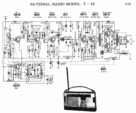 National 8 Transistor 2 Band T-22; Panasonic, (ID = 1725816) Radio