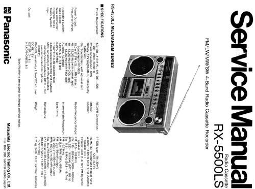 Panasonic - 4 Band Stereo Radio Cassette Recorder RX-5500LS; Panasonic, (ID = 1875865) Radio