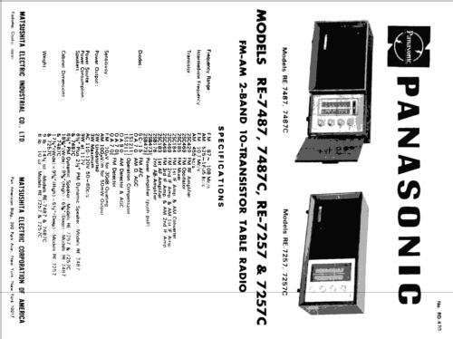 Panasonic FM-AM 2-Band 10-Transistor Table Radio RE-7487 ; Panasonic, (ID = 1564909) Radio