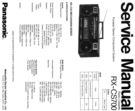 Portable Stereo Component System RX-CS700; Panasonic, (ID = 1782306) Radio
