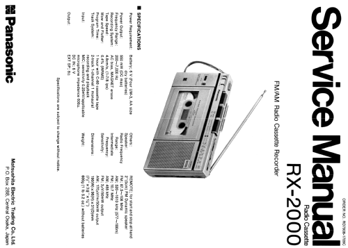 Radio Cassette Recorder RX-2000; Panasonic, (ID = 1862297) Radio
