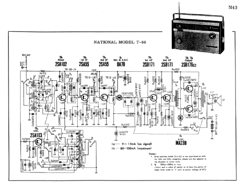 National 3 Band 8 Transistor T-66; Panasonic, (ID = 1684575) Radio