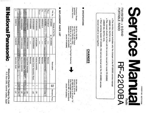 Panasonic DR22 RF-2200BS; Panasonic, (ID = 484084) Radio