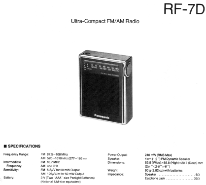 RF-7D; Panasonic, (ID = 546537) Radio