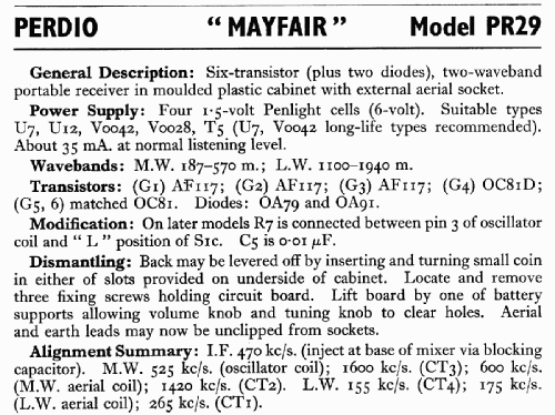 Mayfair PR29; Perdio Electronics (ID = 727079) Radio