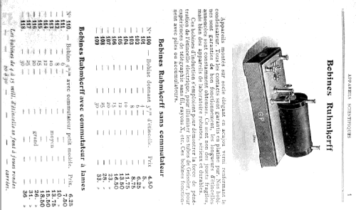 Bobines Ruhmkorff types simples No 100- 118 auch für TSF-Experimente; Péricaud, G. et A. P (ID = 1908108) mod-pre26