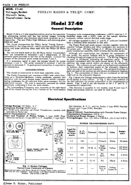 37-60B Tombstone; Philco, Philadelphia (ID = 2861814) Radio