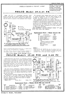 39-31XF ; Philco, Philadelphia (ID = 2871742) Radio