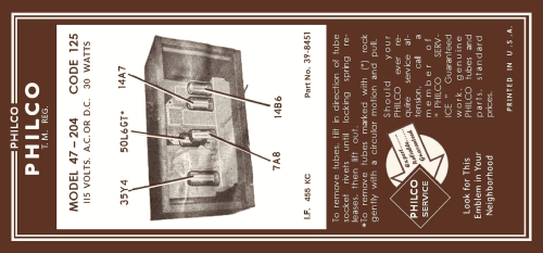47-204 ; Philco, Philadelphia (ID = 3045867) Radio
