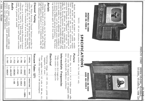 48-1050-5 code 122; Philco, Philadelphia (ID = 737547) Television