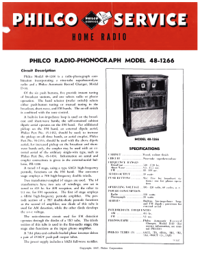 48-1266 Radio-Phonograph; Philco, Philadelphia (ID = 2903841) Radio