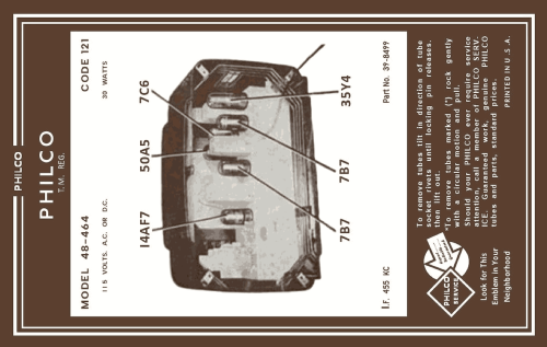 48-464 ; Philco, Philadelphia (ID = 3107486) Radio