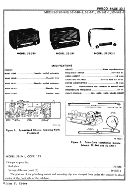 52-541-M Code 122; Philco, Philadelphia (ID = 2891038) Radio