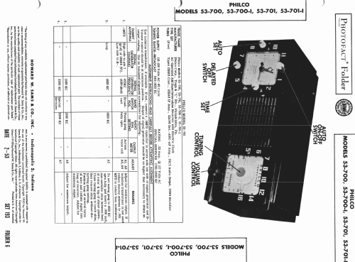 53-701 ; Philco, Philadelphia (ID = 982428) Radio