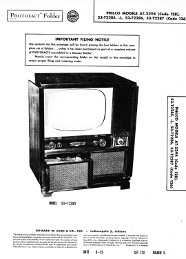 53-U2285 RFCh= 94, SweepCh= J-5, Radio Ch= RT-11 , record changer model M-24; Philco, Philadelphia (ID = 3236832) Fernseh-E