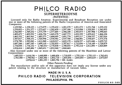 60B Ch= 60; Philco, Philadelphia (ID = 3031390) Radio