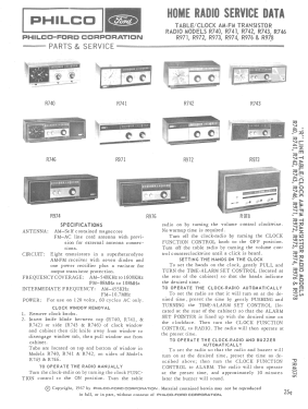 Clock Radio E-742 ; Philco, Philadelphia (ID = 2929984) Radio