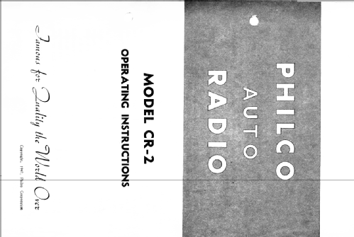 CR-2 ; Philco, Philadelphia (ID = 2576176) Car Radio