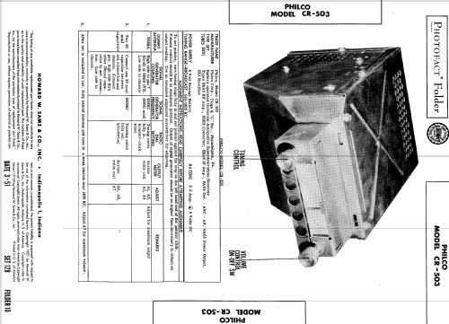 CR-503 ; Philco, Philadelphia (ID = 525469) Car Radio