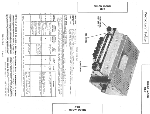 CR-9 ; Philco, Philadelphia (ID = 1390596) Car Radio