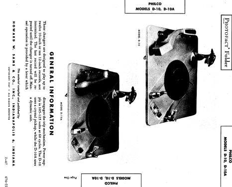 D-10 Automatic Record Changer; Philco, Philadelphia (ID = 628180) R-Player