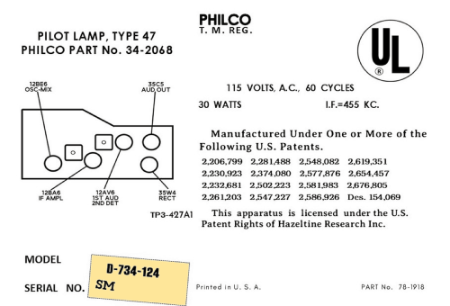 D-734 ; Philco, Philadelphia (ID = 3110054) Radio