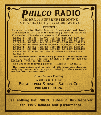 70A ; Philco Products Ltd. (ID = 3009263) Radio