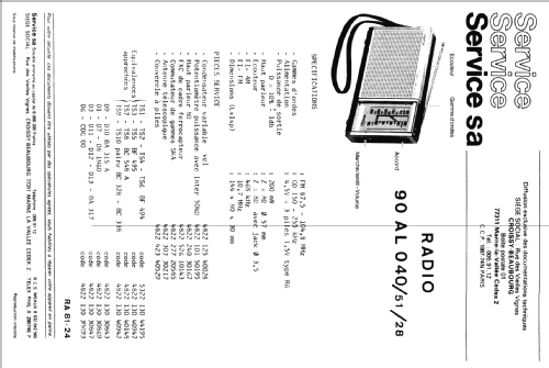 Portable Receiver 040 90AL040 /00 /01 /28 /40 /45; Philips; Eindhoven (ID = 1878567) Radio