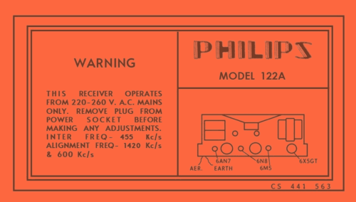 Jubilee 4 122A; Philips Australia (ID = 3019657) Radio