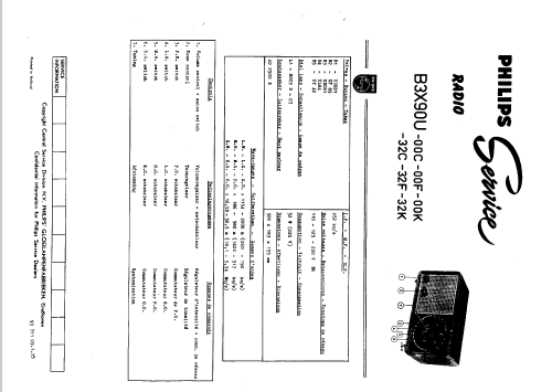 B3X90U /00K; Philips Belgium (ID = 2516548) Radio