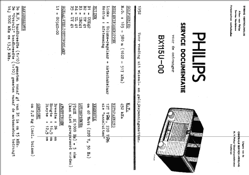 BX115U ; Philips Belgium (ID = 2384175) Radio