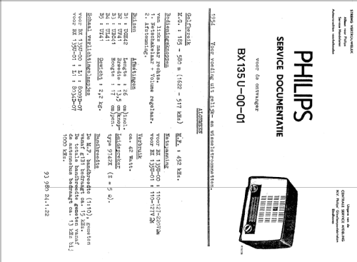 BX135U; Philips Belgium (ID = 2362230) Radio