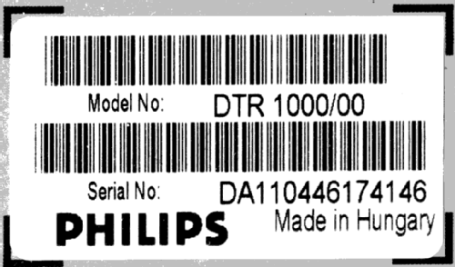 Digital Terrestial Receiver DTR1000 /00; Philips Hungary, (ID = 1791433) DIG/SAT