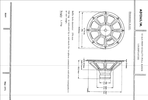 12 inch Round High Quality Full Range Loudspeaker AD1265 /M4 /M8 /M15; Philips; Eindhoven (ID = 2419538) Speaker-P