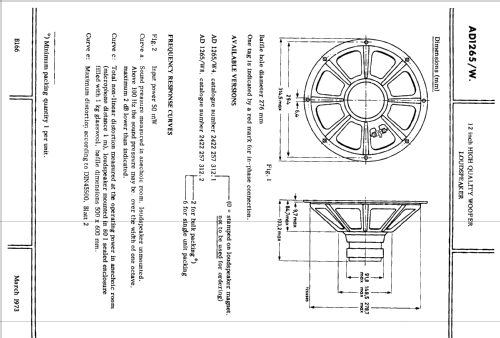 12 inch Round High Quality Woofer Loudspeaker AD1265 /W4 /W8; Philips; Eindhoven (ID = 2419540) Parleur