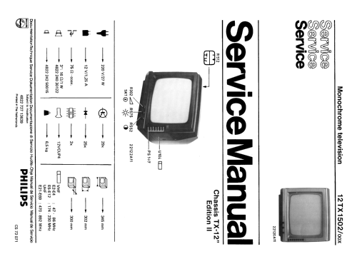 12TX1502 /00S /00X /02S /02X Ch= TX-12 II; Philips; Eindhoven (ID = 1896352) Television