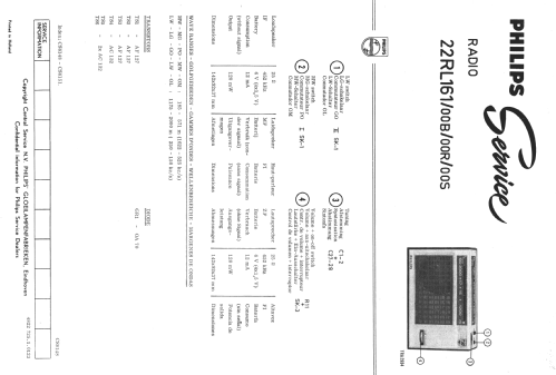 22RL161 /00B /00R /00S; Philips; Eindhoven (ID = 1522026) Radio