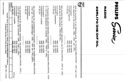 22RL170 /00B /00F /00L /01B /01F /01L; Philips; Eindhoven (ID = 1522508) Radio