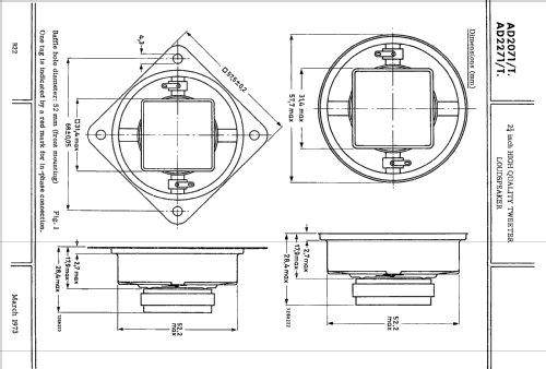 2-1/4 inch High Quality Round Tweeter Loudspeaker AD2071 /T4 /T8; Philips; Eindhoven (ID = 2414934) Speaker-P