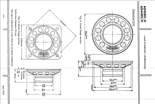 4 inch Round Standard Loudspeaker AD4080 /X4 /X8 /X15 /X25; Philips; Eindhoven (ID = 2415120) Parlante