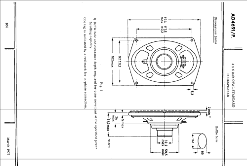 4 x 6 inch Oval Standard Loudspeaker AD4691 /P4 /P8 /P15 /P400 /P800; Philips; Eindhoven (ID = 2419293) Speaker-P