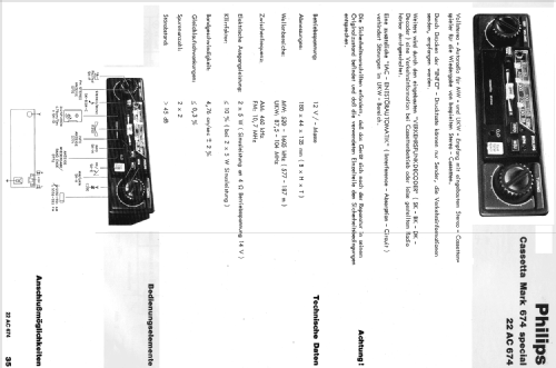 Cassetta Mark 674 special 22AC674; Philips; Eindhoven (ID = 1995840) Car Radio