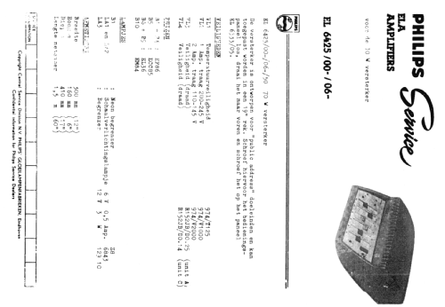 70 Watt Verstärker EL6425 /00 /06; Philips; Eindhoven (ID = 123365) Ampl/Mixer