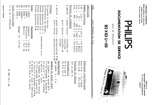 B2X63U /00; Philips; Eindhoven (ID = 1615102) Radio