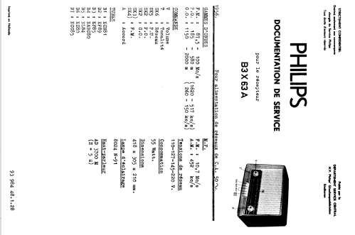 B3X63A; Philips; Eindhoven (ID = 1617235) Radio