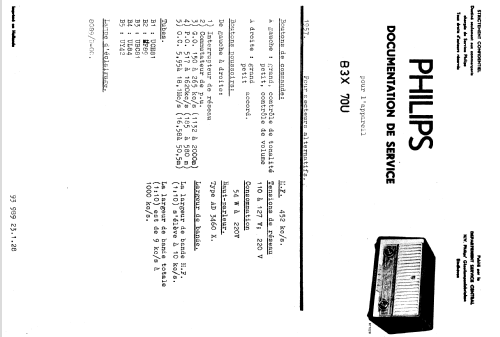 B3X70U; Philips Belgium (ID = 1617736) Radio