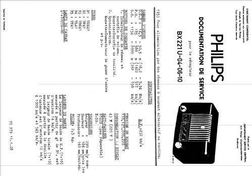 BX221U /04 /06; Philips; Eindhoven (ID = 1630481) Radio