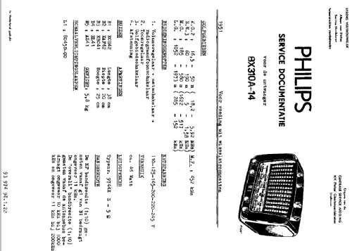 BX310A /14; Philips; Eindhoven (ID = 1633410) Radio