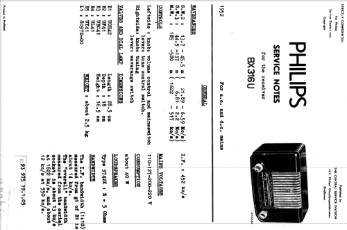BX316U /10; Philips; Eindhoven (ID = 2225497) Radio